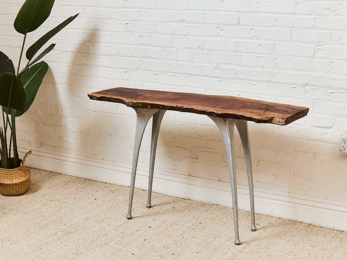 French Vintage Live Edge Modernist Entry table