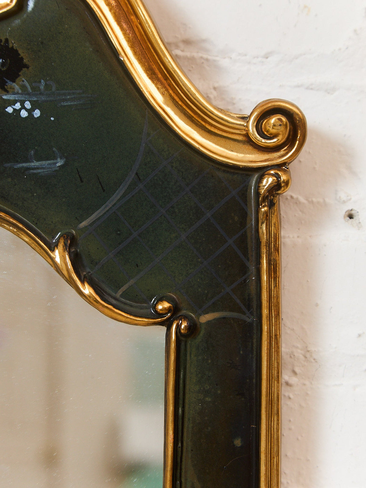 Vintage Friedman Brothers Rare Blue Hand Painted Chinoiserie Mirror