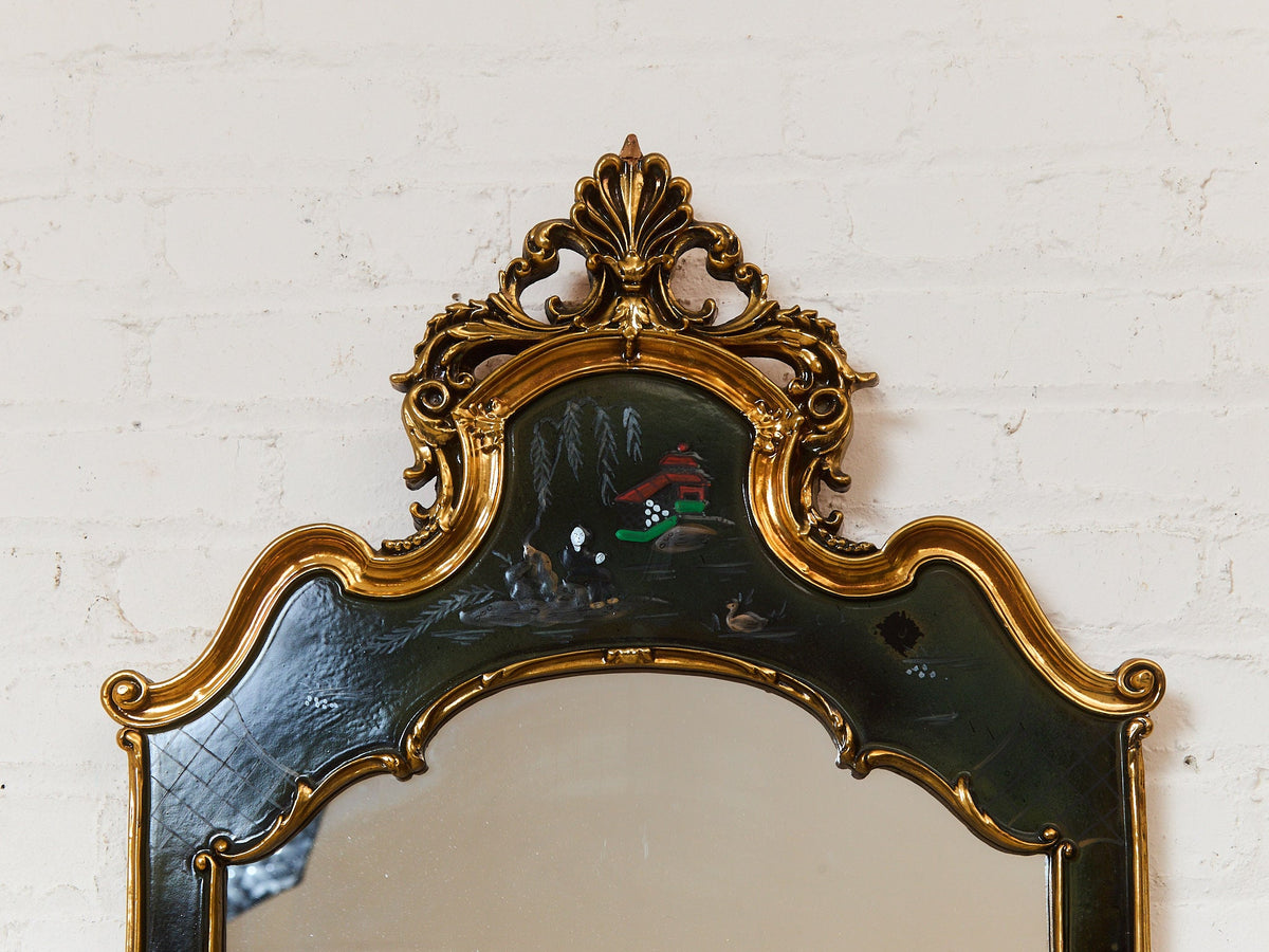 Vintage Friedman Brothers Rare Blue Hand Painted Chinoiserie Mirror