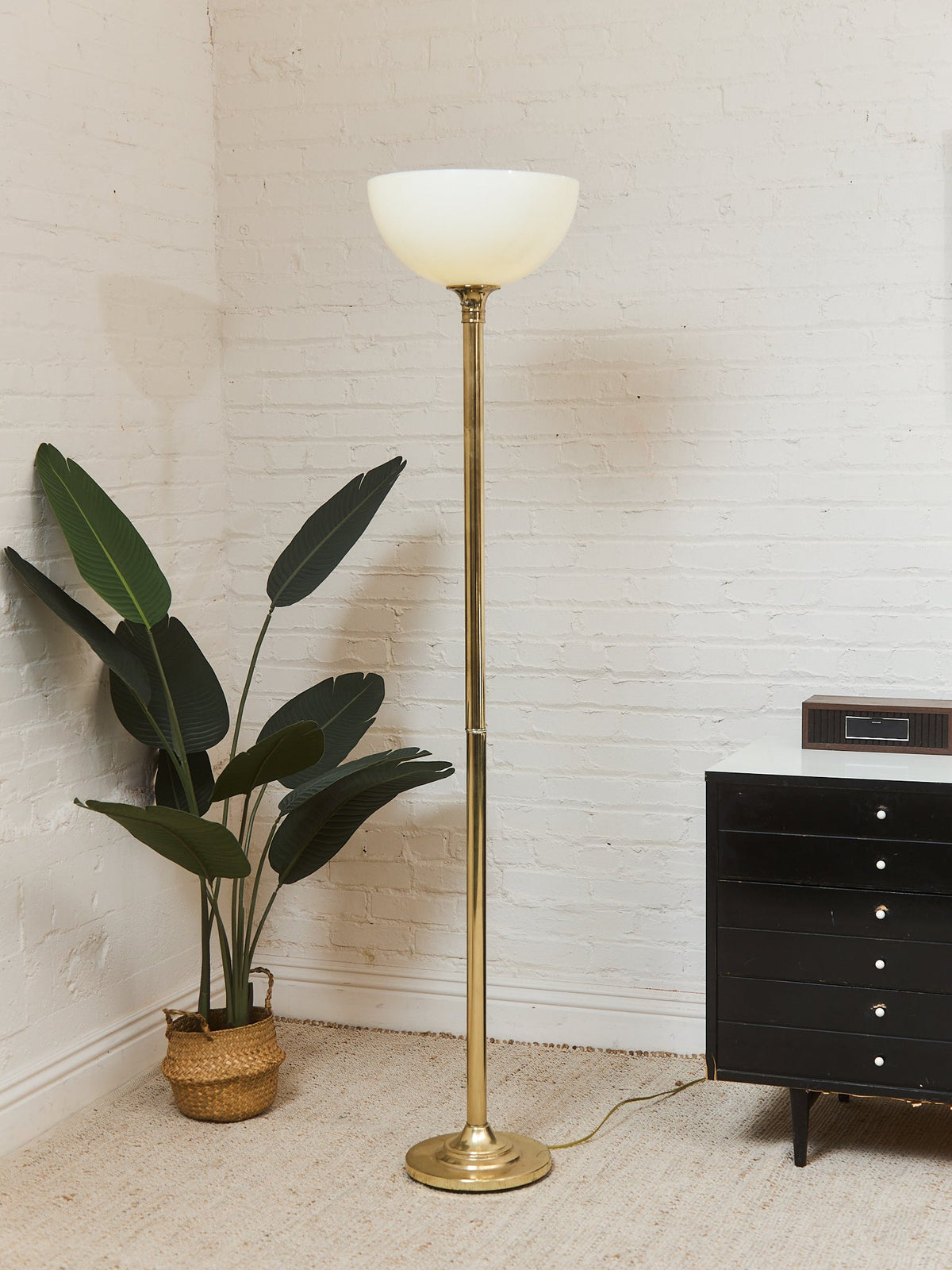 Brass Vintage Torchiere Floor Lamp