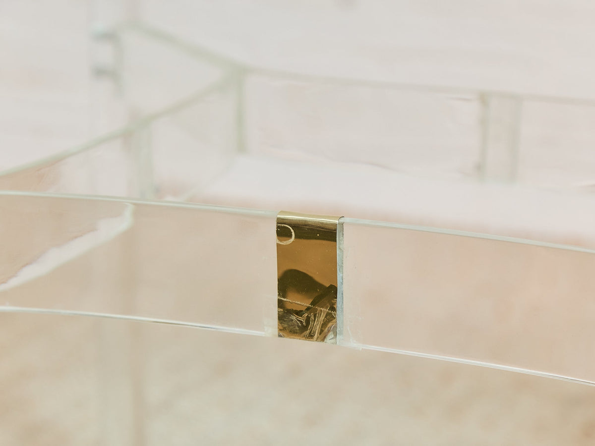 Tubular Lucite and Brass Italian Game Table Occasional Table
