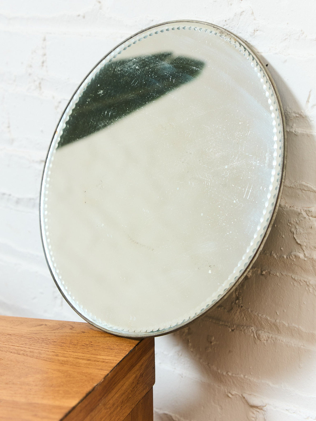 Round Scalloped Edge Art Deco Mirror