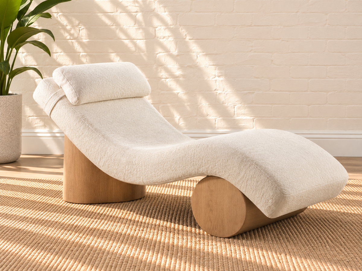 Carlyn Sculptural Chaise Lounge in Cloud Ivory