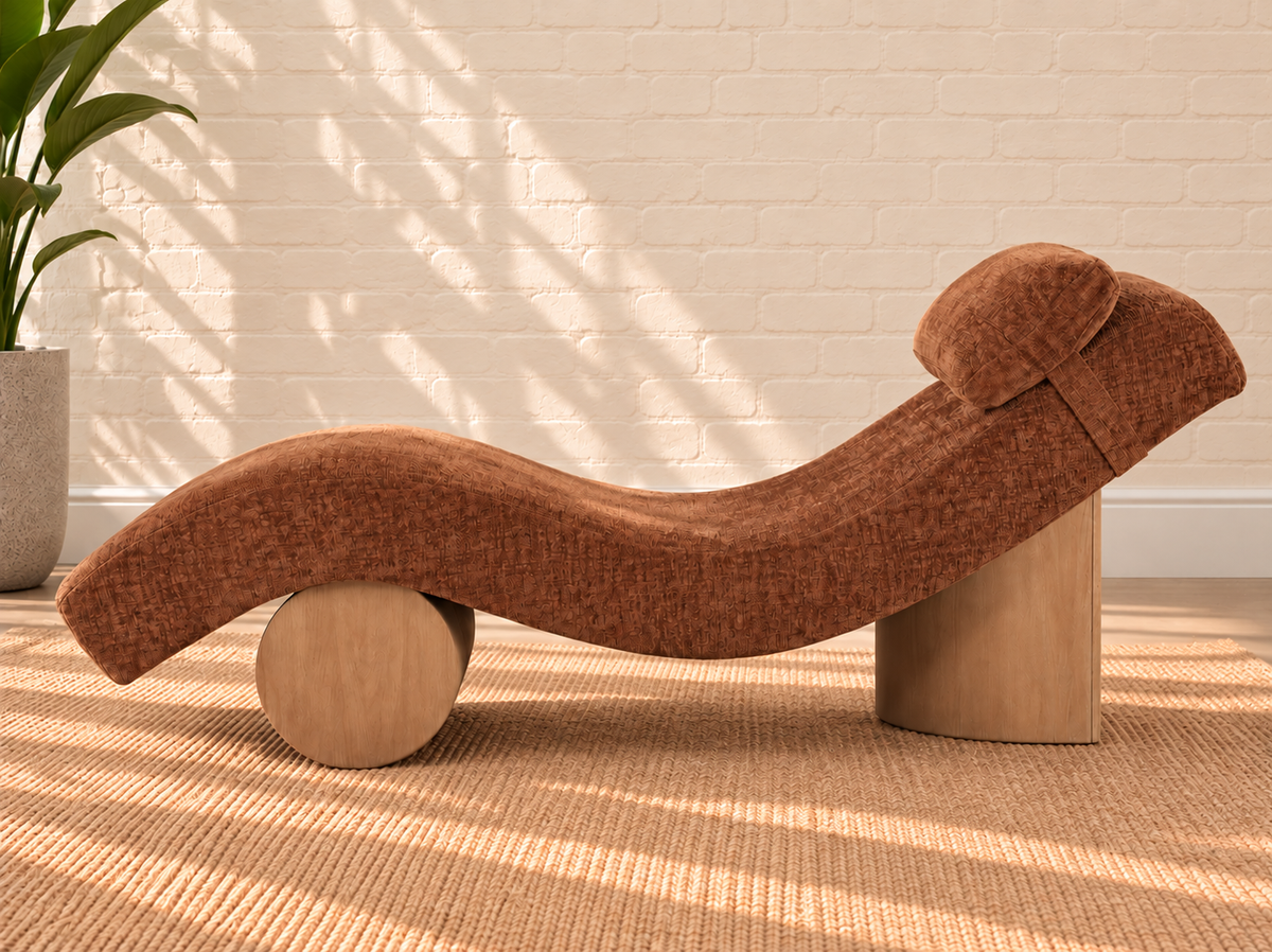 Carlyn Sculptural Chaise Lounge in Toasted Chesnut