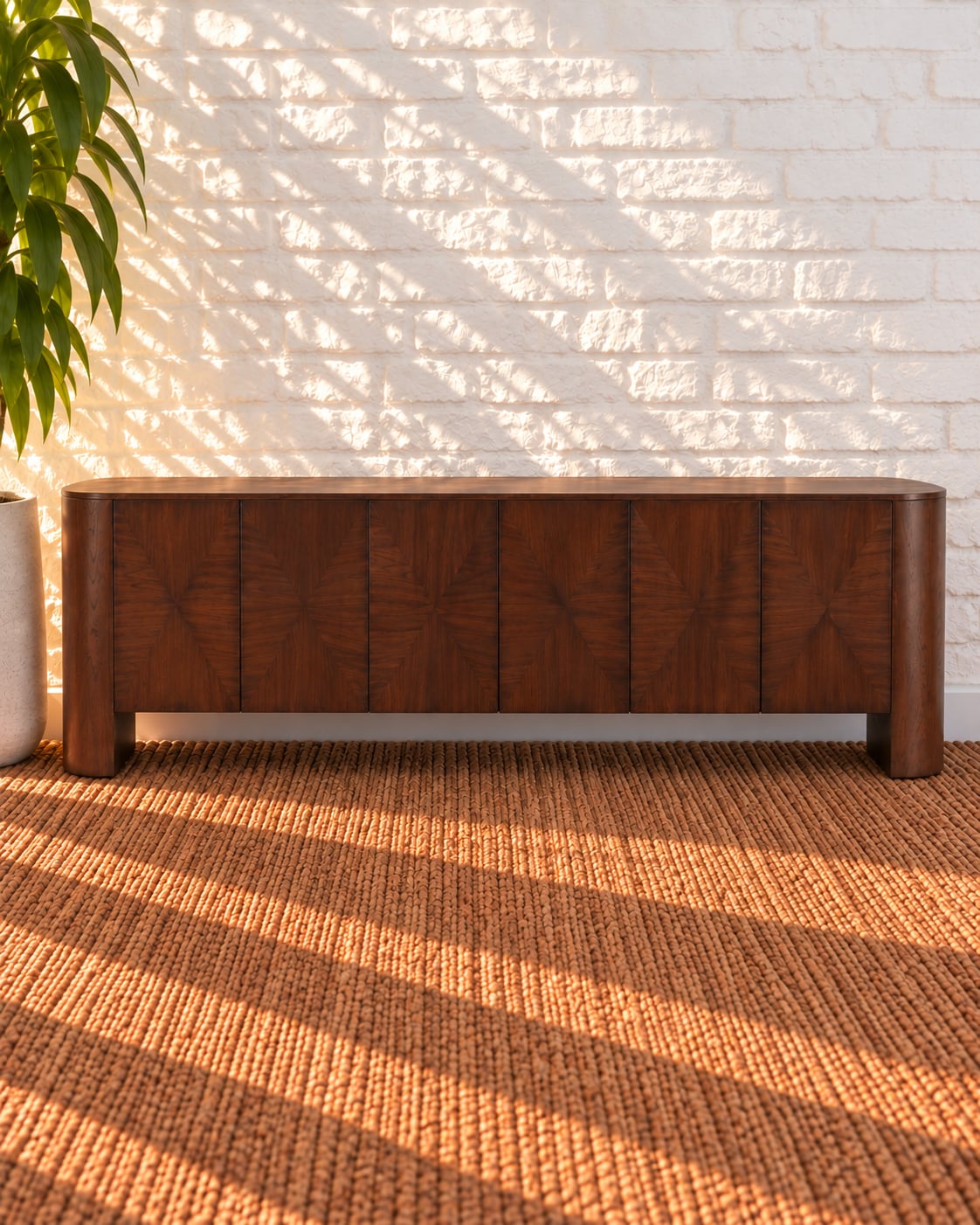 Carson Six-Door Credenza in Natural Brown Wood