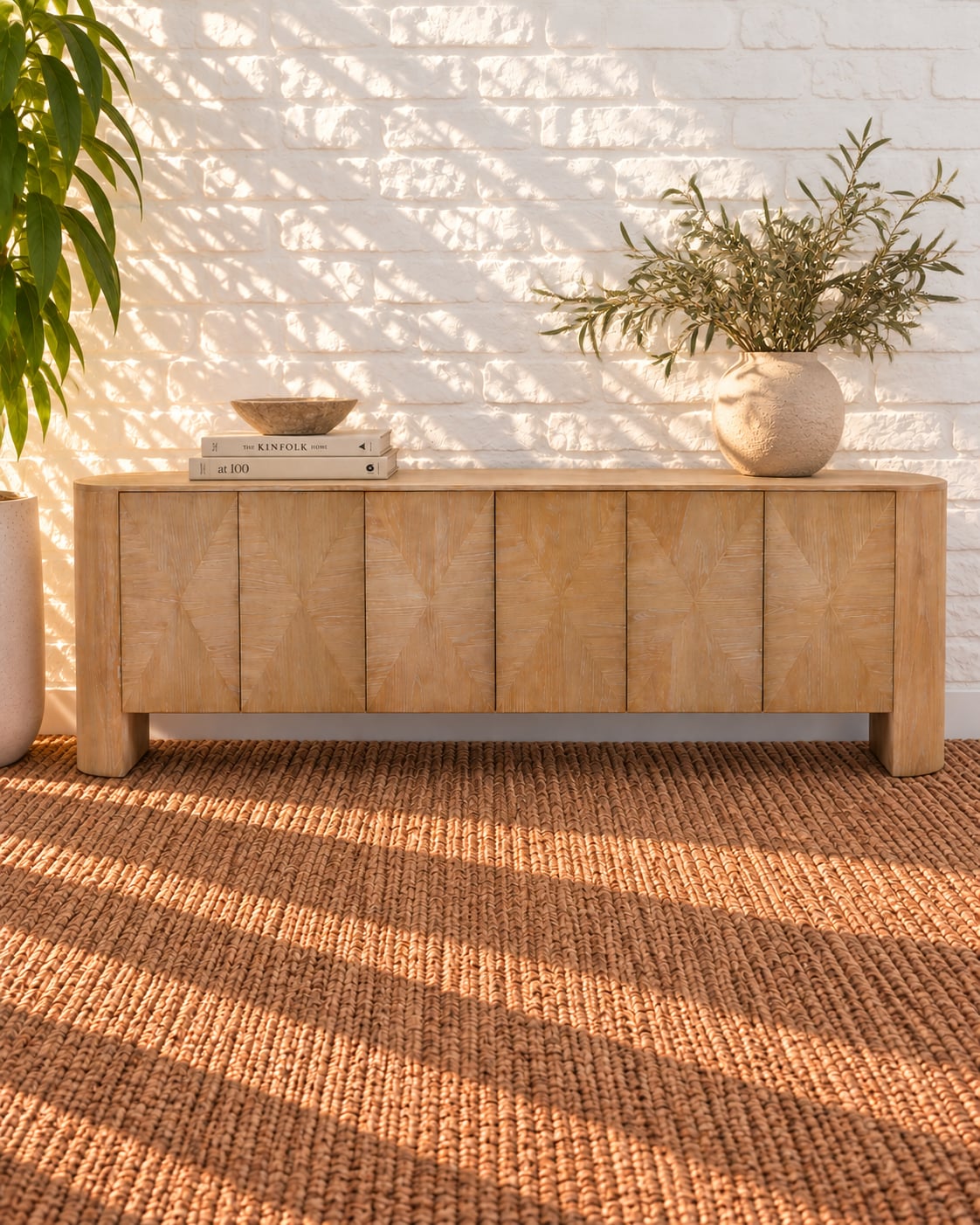 Carson Six-Door Credenza in Natural Wood
