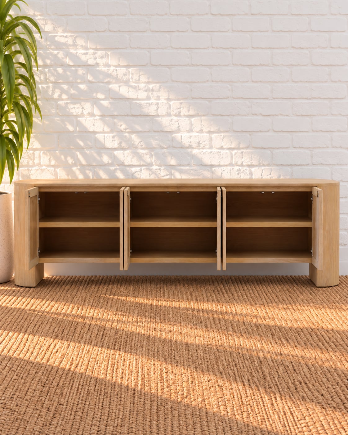 Carson Six-Door Credenza in Natural Wood