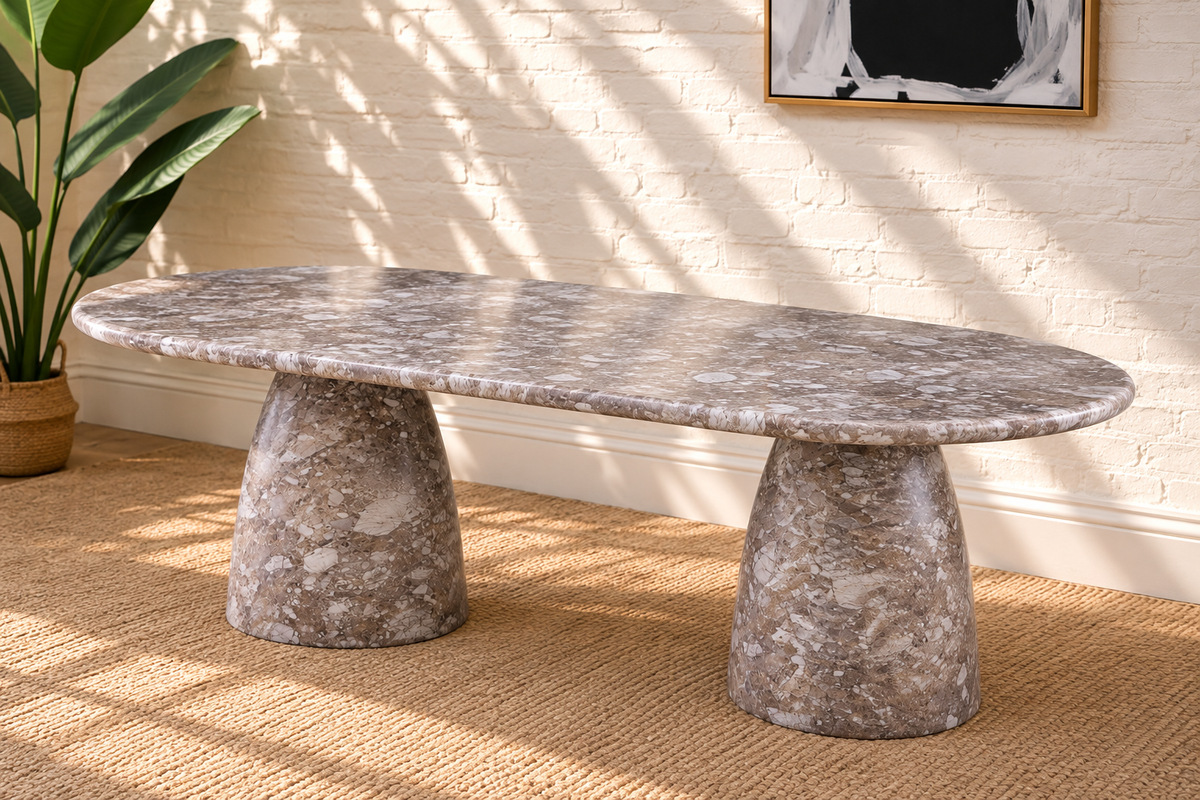 Celine Marble Dining Table in Mocha