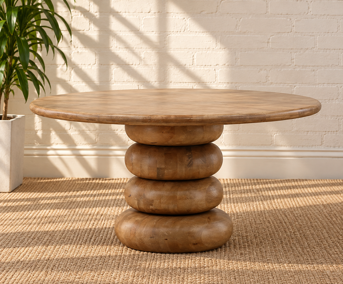 Charlie Sculptural Pedestal Dining Table in Natural
