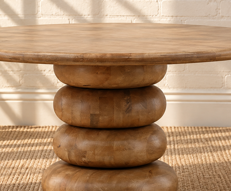 Charlie Sculptural Pedestal Dining Table in Natural