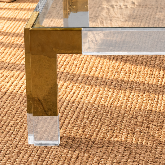 Cindy Square Glass Coffee Table in Gold