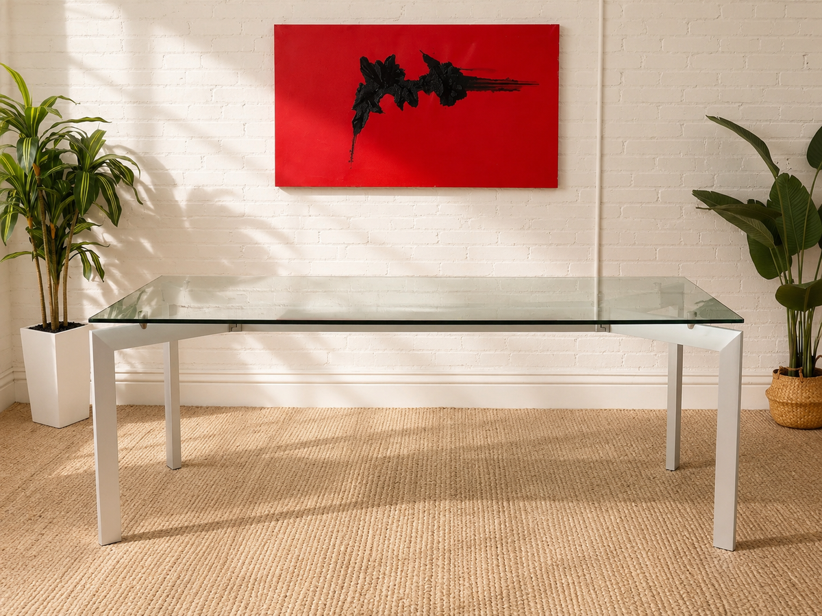 Seccose Mario Hasuike Italian Glass Dining Table with 6 chairs