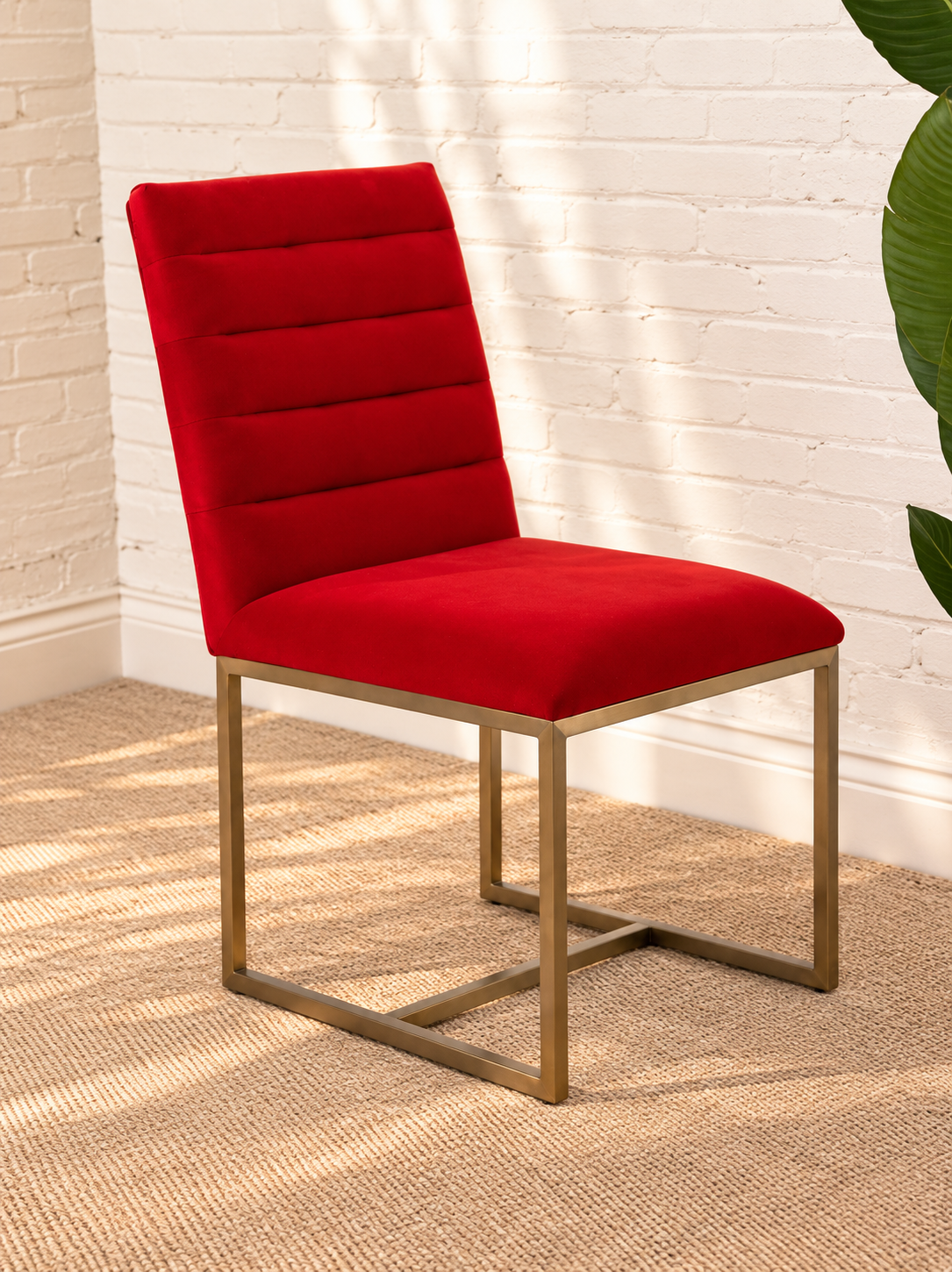 Dakota Velvet Dining Chair in Red Orange