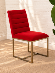 Dakota Velvet Dining Chair in Red Orange