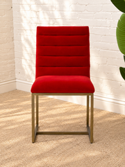 Dakota Velvet Dining Chair in Red Orange
