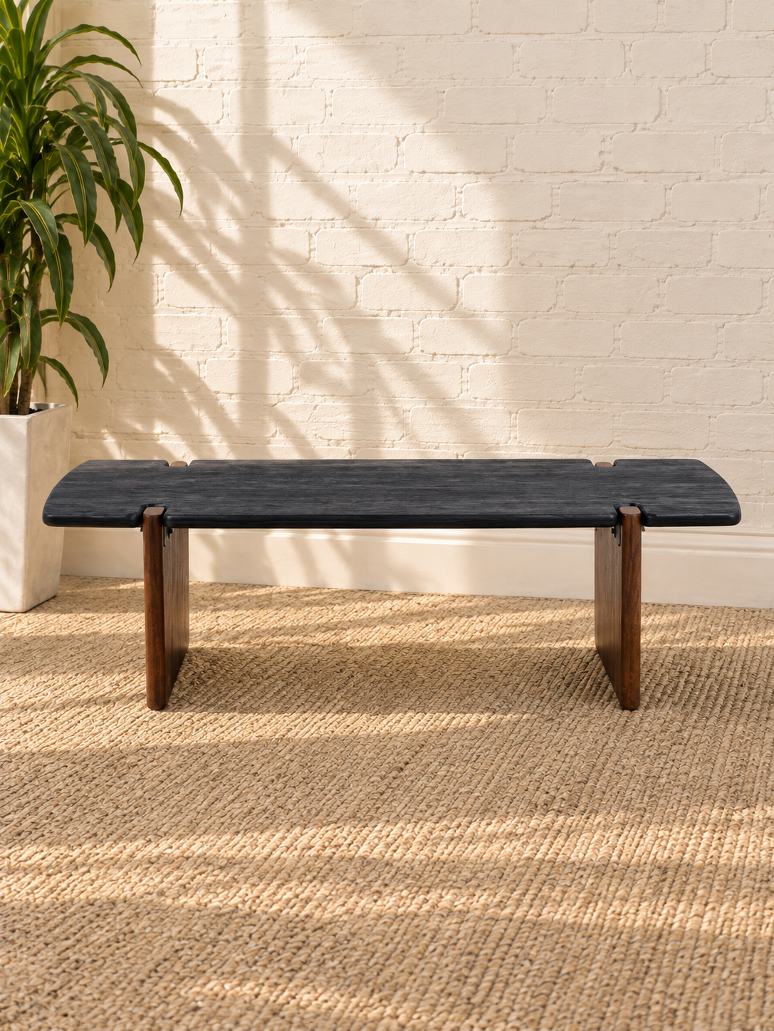 Damian Acacia Coffee Table in Natural Brown and Charcoal