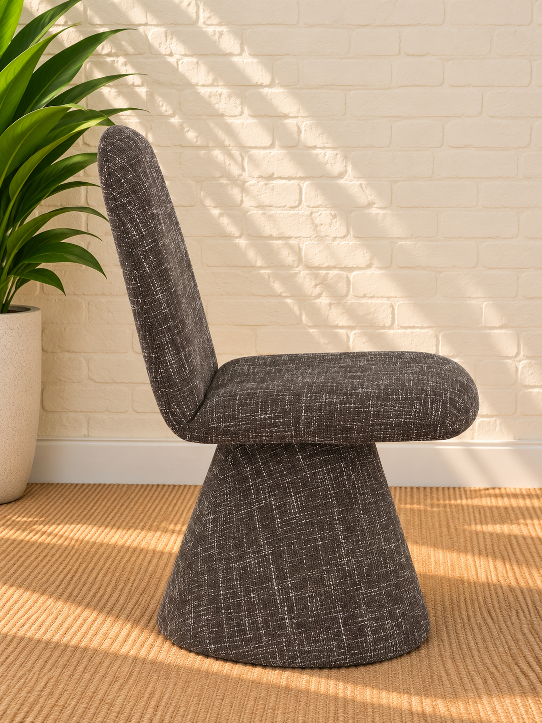 Ethel Upholstered Interwoven Fabric Dining Chair in Mocha Charcoal