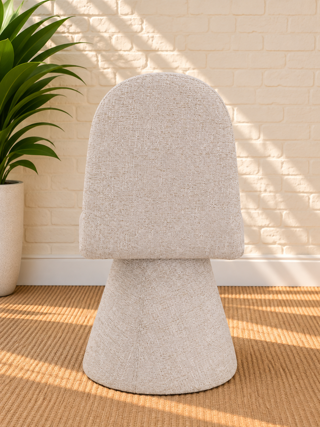 Ethel Upholstered Interwoven Fabric Dining Chair in Vanilla Oat