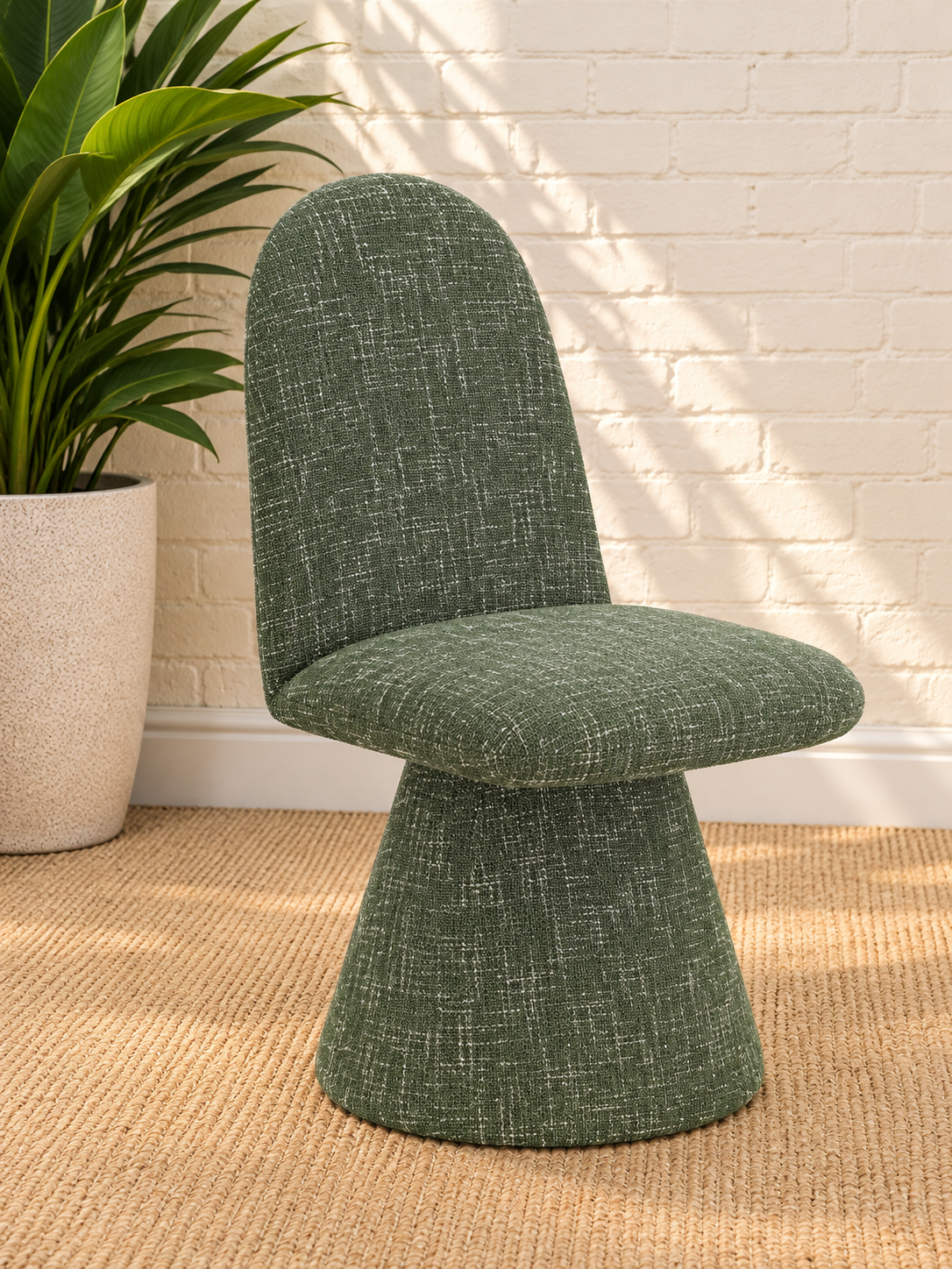 Ethel Upholstered Interwoven Fabric Dining Chair in Woodland Green