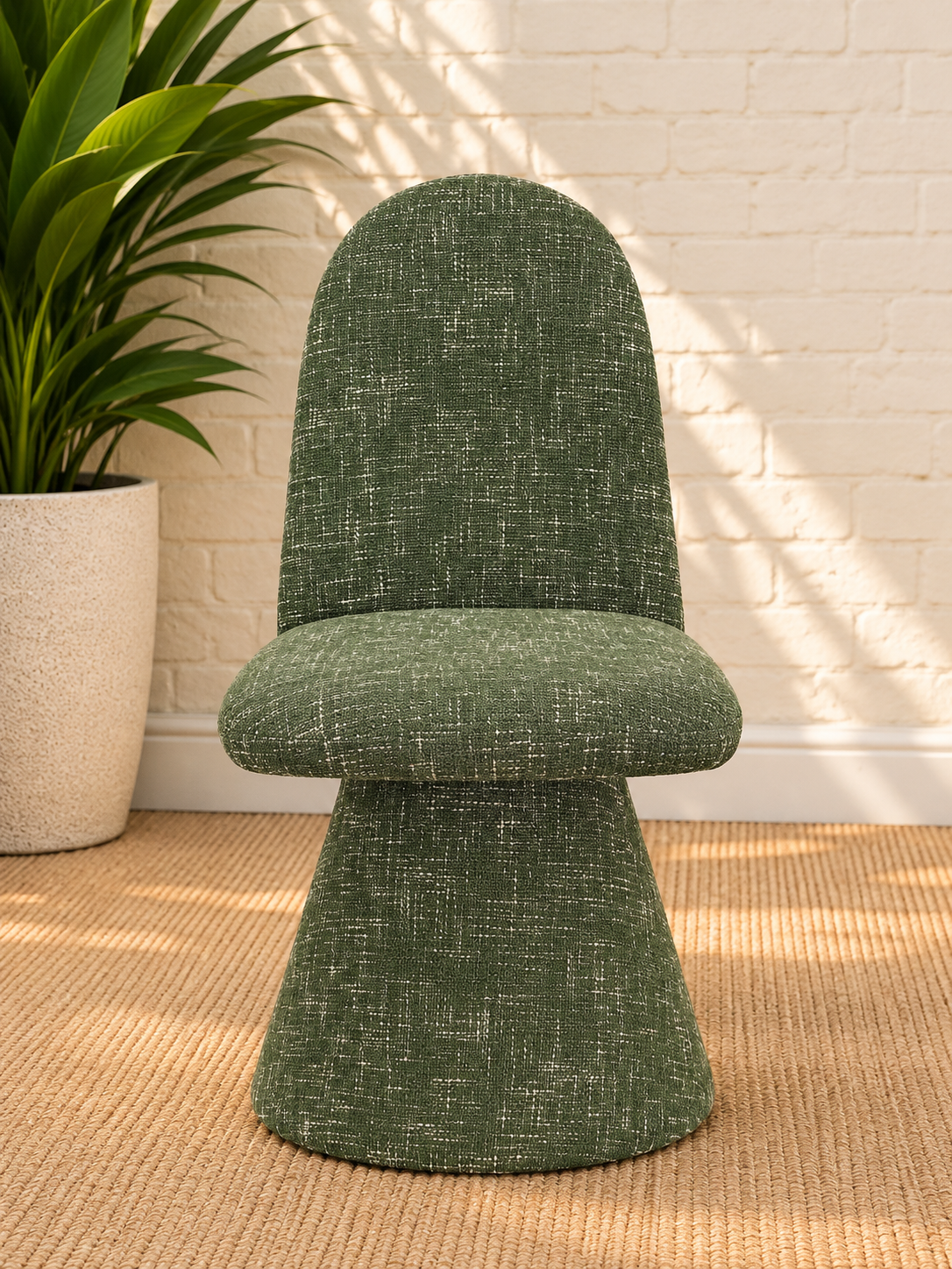 Ethel Upholstered Interwoven Fabric Dining Chair in Woodland Green