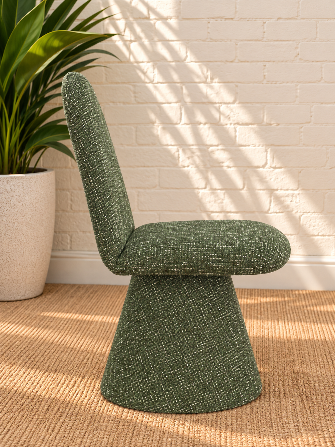Ethel Upholstered Interwoven Fabric Dining Chair in Woodland Green