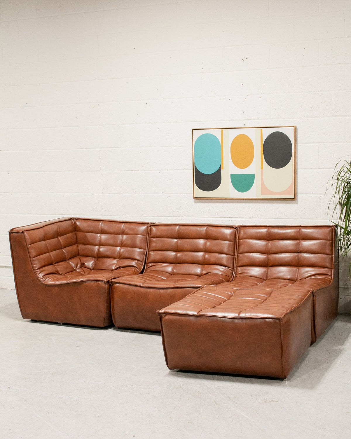 Recycled Leather 4 Piece and Ottoman Juno Sofa