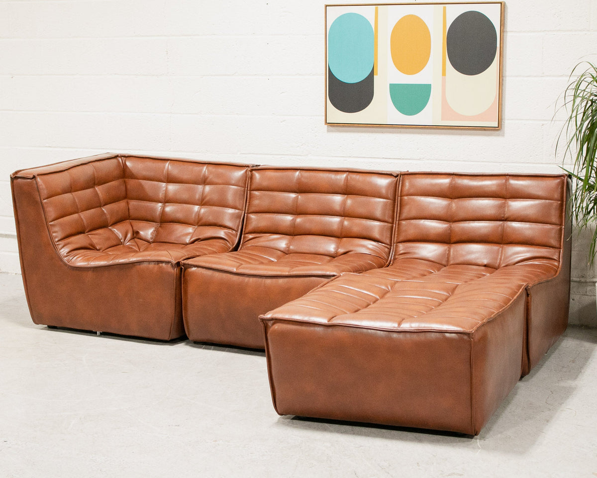 Recycled Leather 4 Piece and Ottoman Juno Sofa