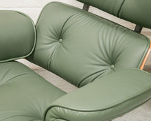 Sage Green Leather Iconic Chair and Ottoman