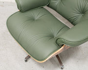 Sage Green Leather Iconic Chair and Ottoman