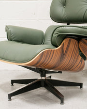 Sage Green Leather Iconic Chair and Ottoman