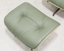 Sage Green Leather Iconic Chair and Ottoman