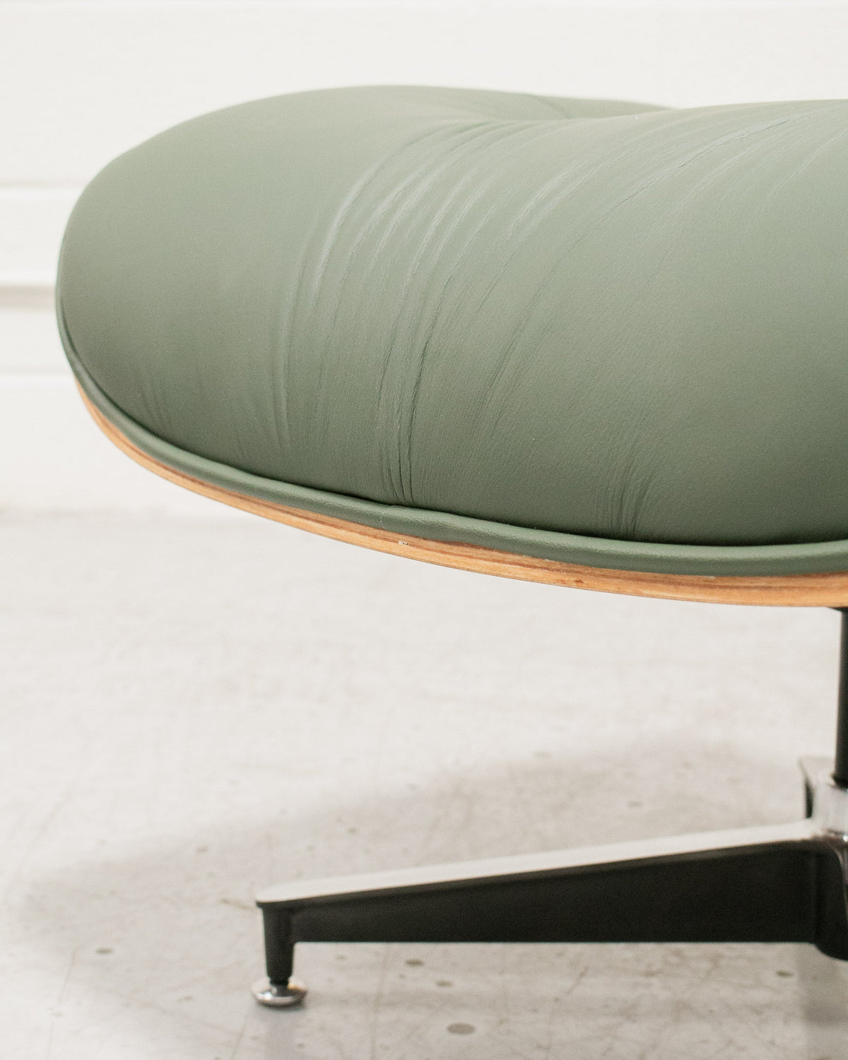 Sage Green Leather Iconic Chair and Ottoman