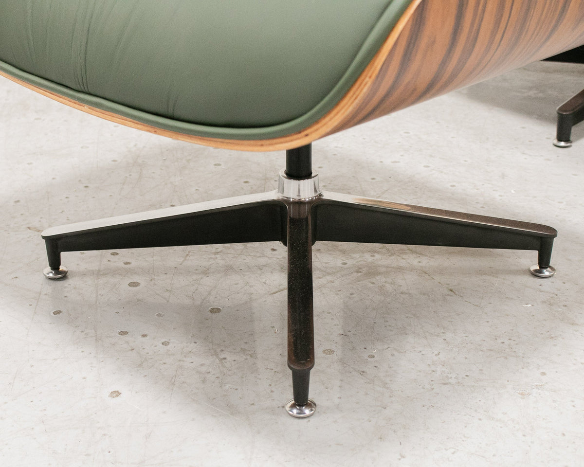 Sage Green Leather Iconic Chair and Ottoman