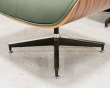Sage Green Leather Iconic Chair and Ottoman