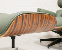 Sage Green Leather Iconic Chair and Ottoman