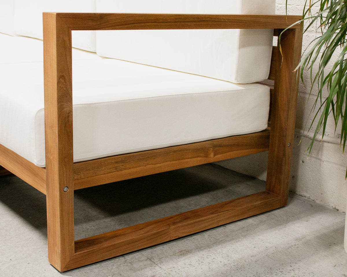 Mareena Outdoor Teak Sectional Sofa with Coffee Table