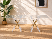 Flavia Glass Dining Table with Gold Accents