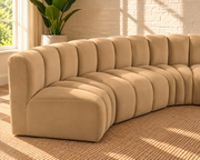 Hampton 8-Piece Arc Velvet Sectional Sofa in Honey Beige