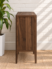 Hilda Glass Door Bar Cabinet in Warm Walnut