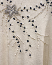 Vintage Cream Beaded Sweater (M)