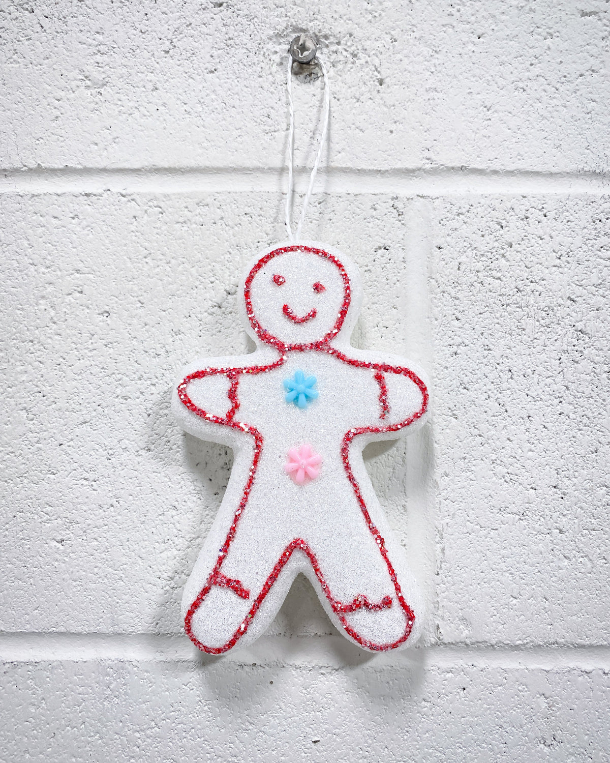 White Glitter Gingerbread Ornament