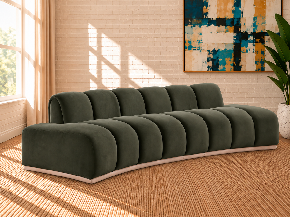 Jackie Velvet Sofa in Olive