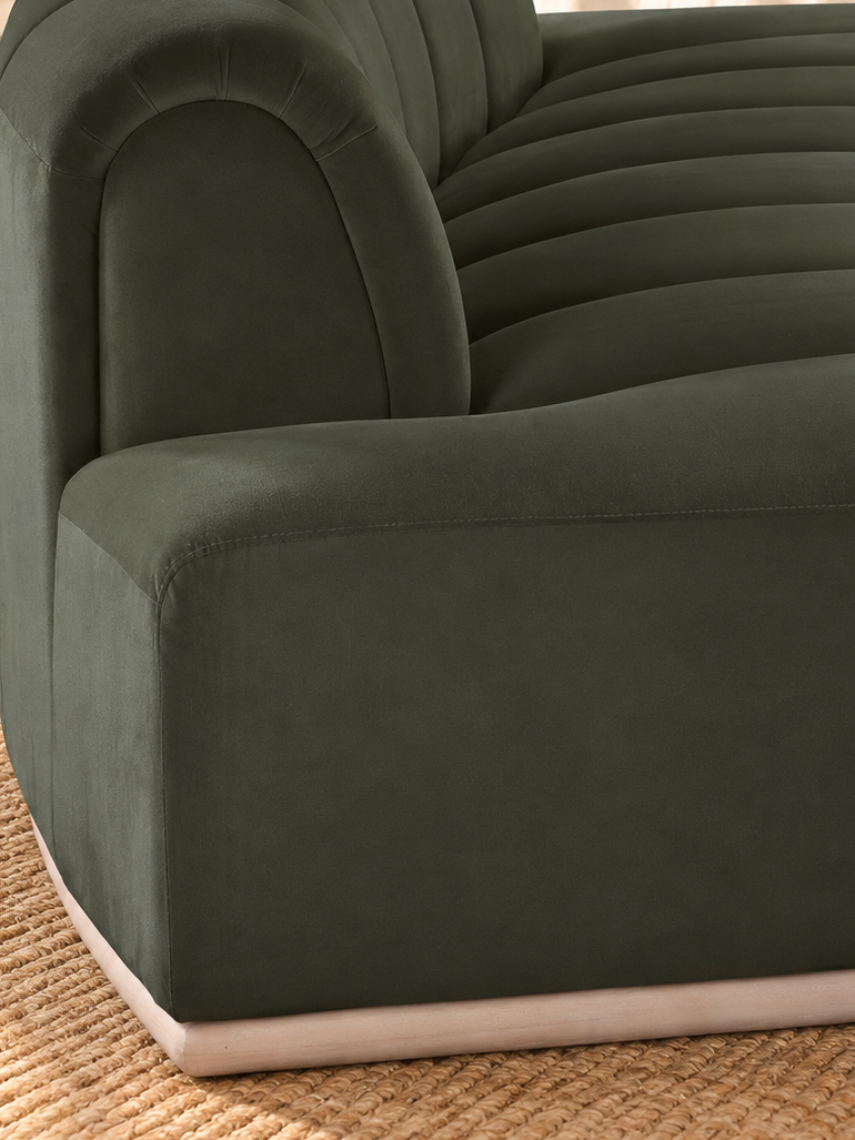 Jackie Velvet Sofa in Olive
