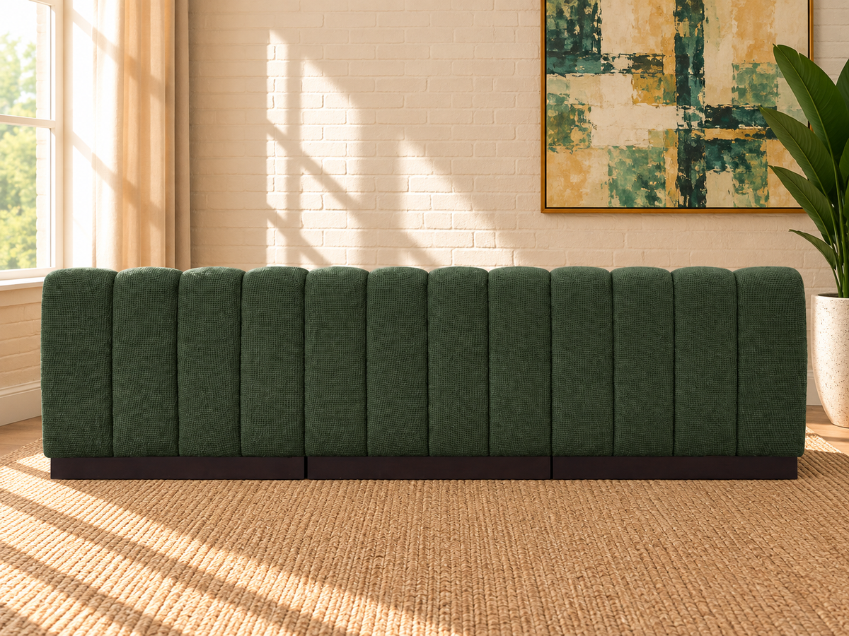 Jerrold 3-Piece Armless Sectional Sofa in Deep Sage