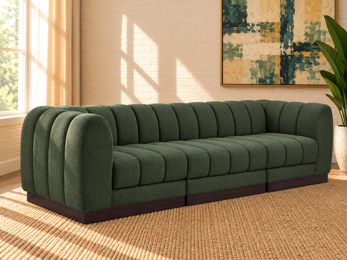 Jerrold 3-Piece Sectional Sofa in Deep Sage