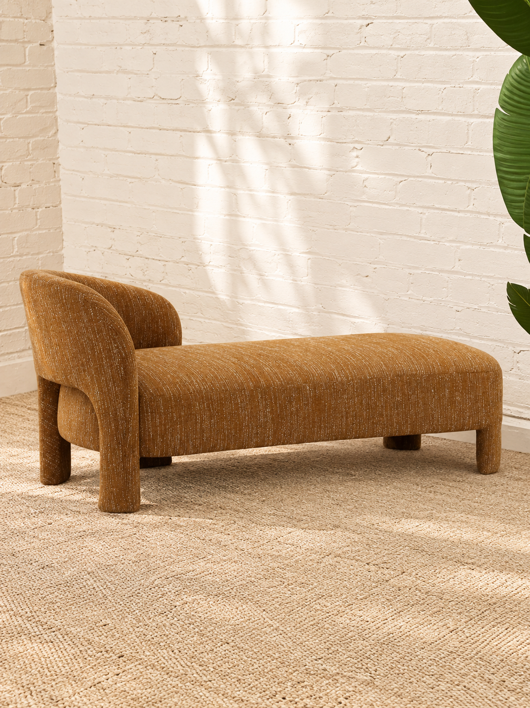 Jessie Upholstered Chaise Lounge in Ochre