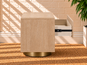 Pair of Jimena 2-Drawer Nightstands in Blonde Oak with Brass Metal Accents