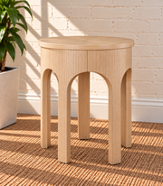 Kaylee Sculptural Side Table in Blonde Oak