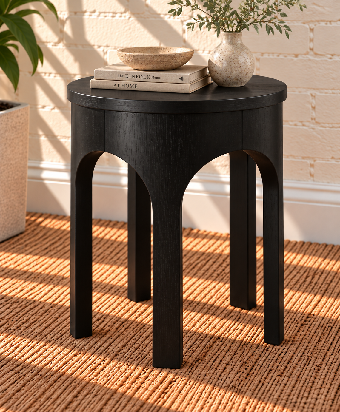 Kaylee Sculptural Side Table in Charcoal