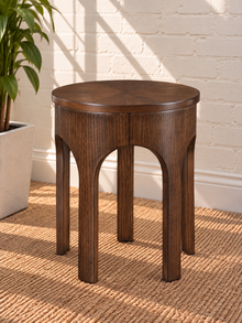 Kaylee Sculptural Side Table in Natural Brown